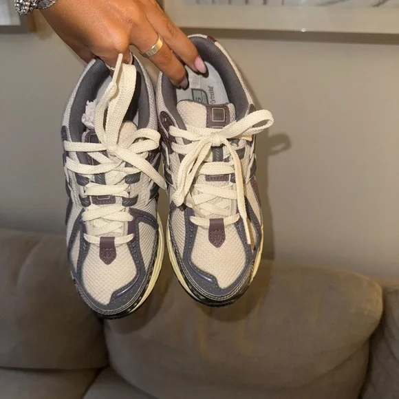 New Balance Women's Sneakers - Purple, Cream, Yellow - Picture 2 of 5